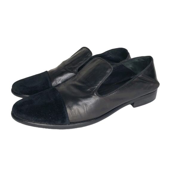Erika Cavallin Womens 40 Black Leather Loafer Mules Convertible Shoes Cap Toe - Picture 1 of 16